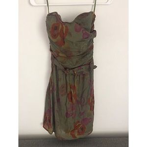 Flounce Strapless Belted Dress